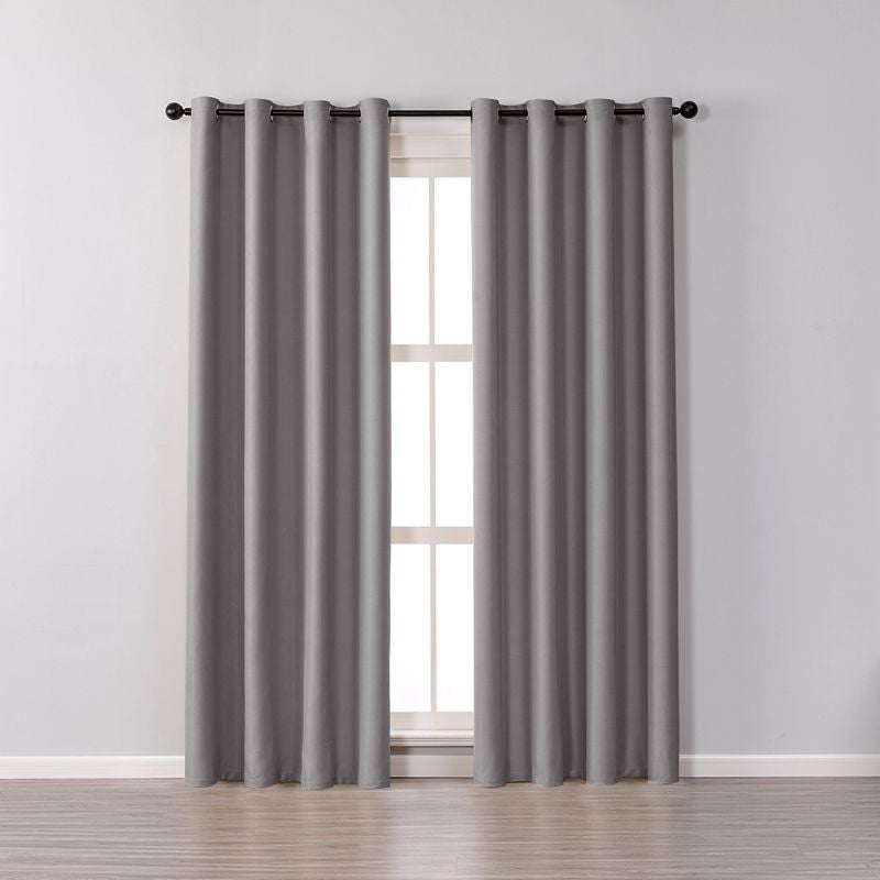 2 Panels Solid Color Blackout Curtains for Living Room-DarkGrey