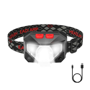 Rechargeable Headlamp with White Red Light Motion Sensor 8 Modes for Outdoor