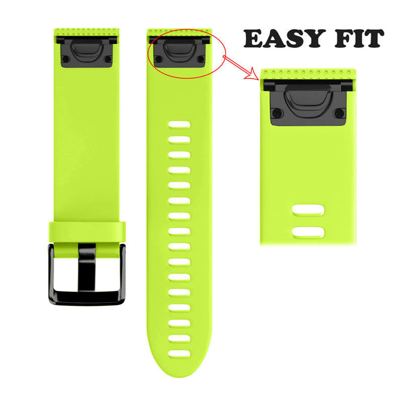 Watch Band For Garmin Fenix  Fenix 5S/ 5S Plus/6S/ 6S Pro Soft Silicone 20mm Replacement Strap Black Steel Buckle-Lime