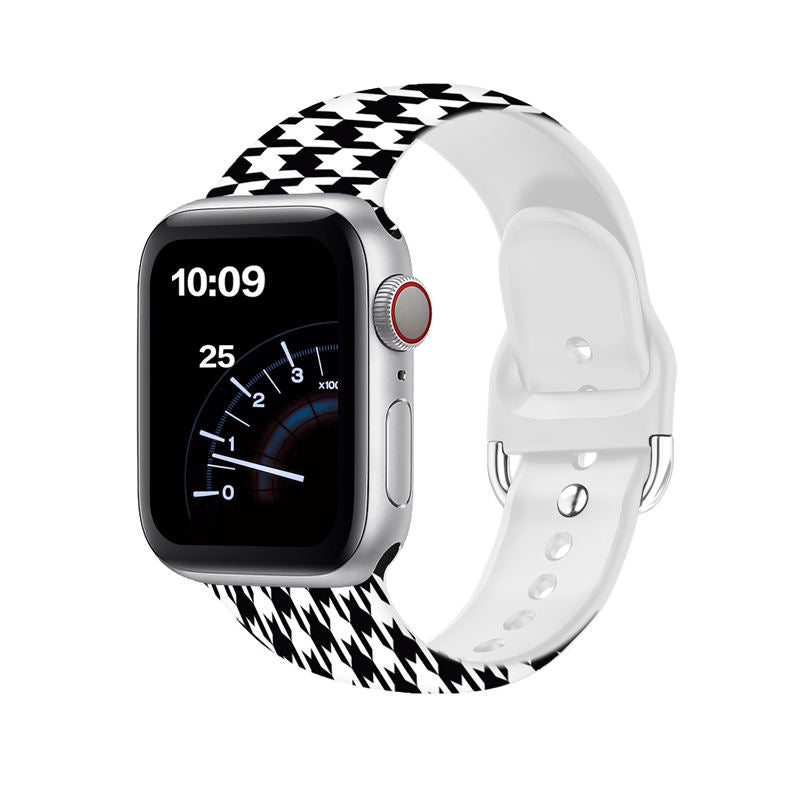 Silicone Printed Watch Band Houndstooth for iWatch Series SE/6/5/4/3/2/1