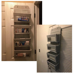 Over Door Wall Mount 4 Clear Window Pocket Organizer - Gray