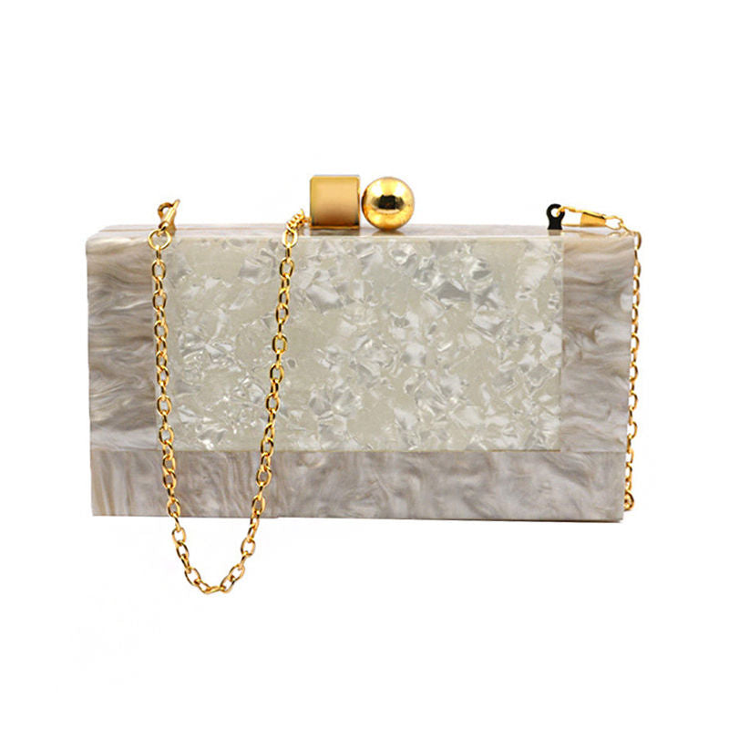 Women Acrylic Evening Clutch bag Glitter Marble Purse for Wedding Prom