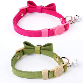 2 Pack Adjustable Cat Collar Set Breakaway with Diamonds Bowtie Bell for Puppy Kitten-B