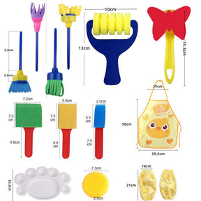 32 Pcs Painting DIY Paint Sponges Tool Early Learn Set for Kids-Yellow