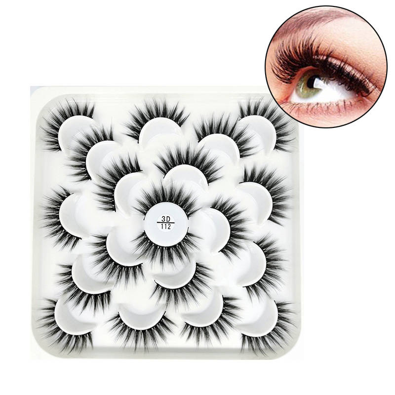 10 Pairs 3D False Eyelashes Reusable Wispy Cat Eye Natural Look Lashes-112