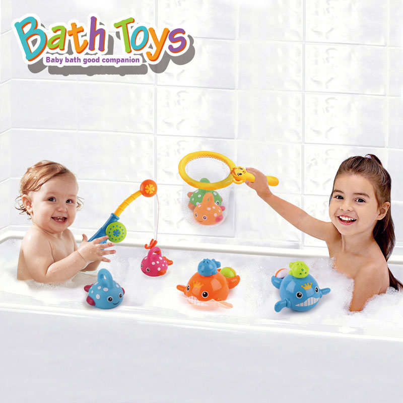 8Pcs Baby Bath Toys Fishing Games Swimming Whales for Age 18 Months and up