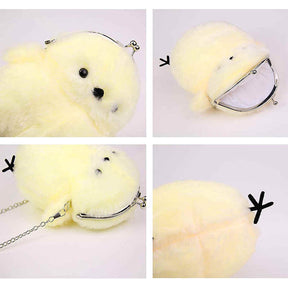 Women Cute Chick Plush Crossbody Bag Chic Small Cell Phone Wallet For Girls-Yellow