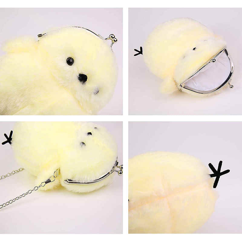 Women Cute Chick Plush Crossbody Bag Chic Small Cell Phone Wallet For Girls-Yellow