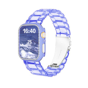 Clear Resin Band Bracelet for iWatch Series SE/6/5/4/3/2/1 with Stainless Steel Buckle-Purple