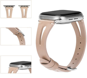 Fashion Triangle Hole Leather Watch Band For Apple Watch SE/6/5/4/3/2/1(Apricot)