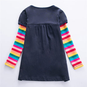Winter Cotton Toddler Girl Clothes Long Sleeve Girls Dresses For Kids-Royal Blue
