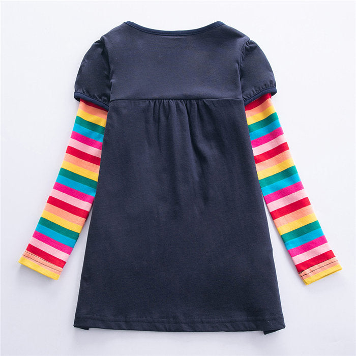 Winter Cotton Toddler Girl Clothes Long Sleeve Girls Dresses For Kids-Royal Blue
