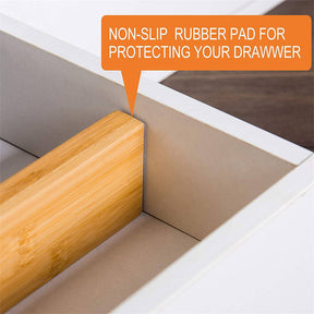 4 Packs Adjustable Bamboo Drawer Dividers for Kitchen Dresser Office