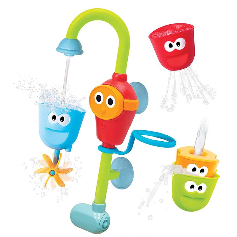 Toddler Bath Toy 3 Stackable Cups Water and Spray Spout for 9-36 Months