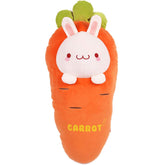 Bunny Plush Stuffed Animal Pillow-Cute Carrot Squishy Hugging Plushie-Gifts for Kids