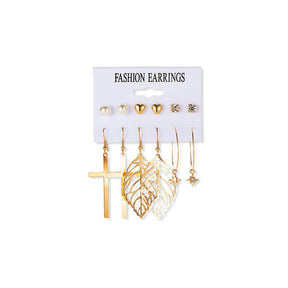 6 Pairs Fashion Earrings Set with Tassel Dangle Hoop Earrings Colorful Statement Earrings Studs-(Style 7)