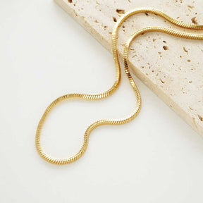 18K Gold Plated Herringbone Necklace Snake Bone Chain for Women Girl Gifts Jewelry