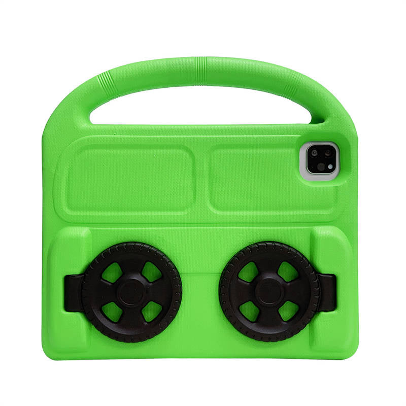 Wheel iPad Case For iPad Pro 11/Air4 10.9 inch Shockproof Stand Cover With Handle Stand-Green