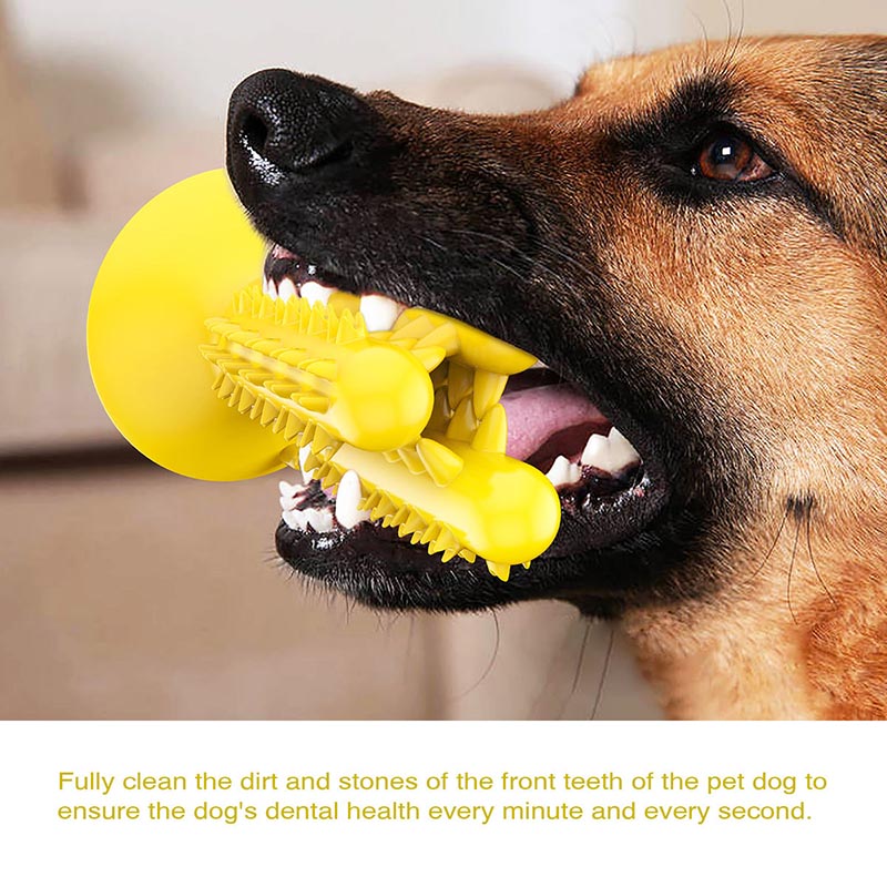 Dog Toothbrush Cactus Chew Toys Dog Teeth Cleaning Stick-Yellow