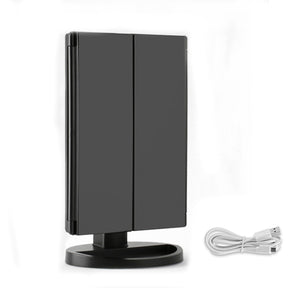 Home & LivingTri-Fold Lighted Vanity Mirror with 22 LED Lights 3X/2X/1X Magnification Make Up Mirror-Black
