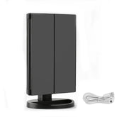 Home & LivingTri-Fold Lighted Vanity Mirror with 22 LED Lights 3X/2X/10X Magnification Make Up Mirror-Black