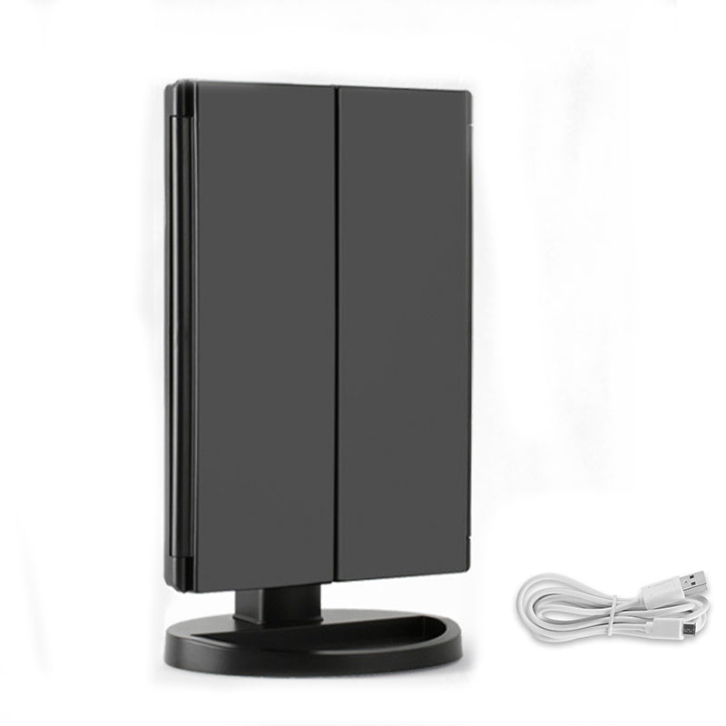 Home & LivingTri-Fold Lighted Vanity Mirror with 22 LED Lights 3X/2X/10X Magnification Make Up Mirror-Black