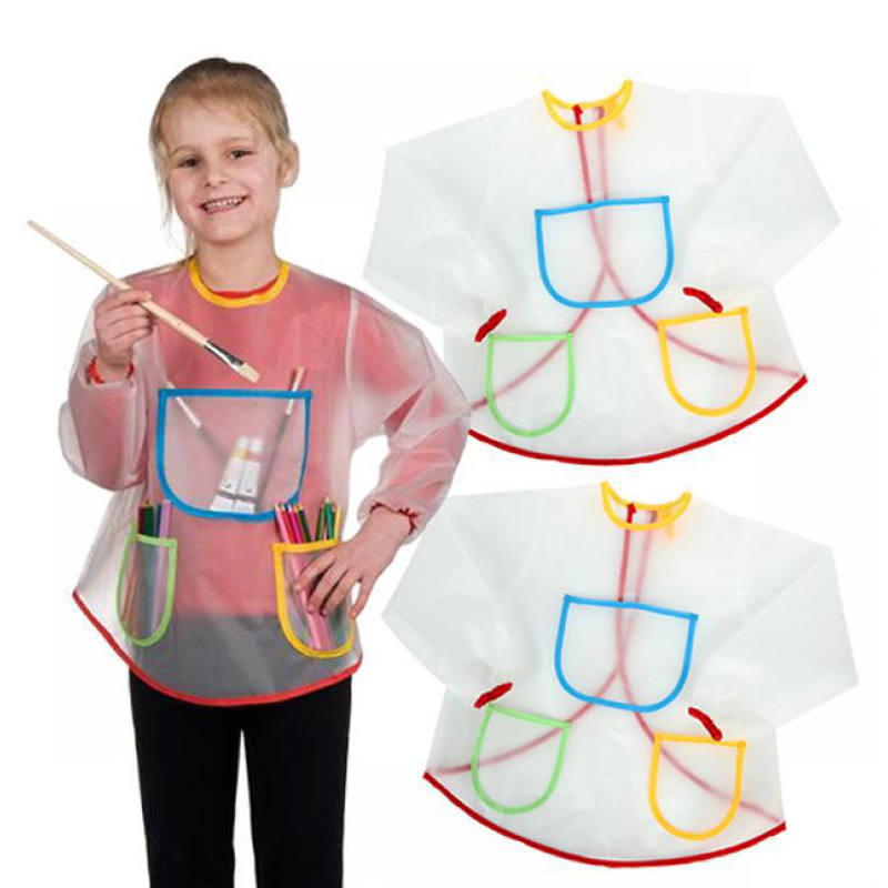 Children Art Aprons Long Sleeve Painting Smocks with 3 Pockets