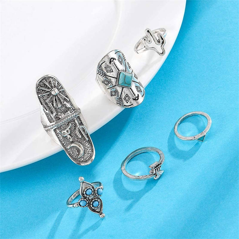 Pack of 9 Boho Ring Set Joint Knuckle Ring for Women and Girls