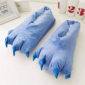 Unisex Soft Plush Home Slippers Animal Paw Claw Shoes-Blue