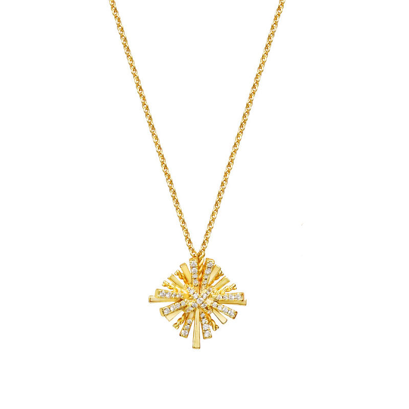 Womens Geometric Irregular Star Pendant Necklace-Gold