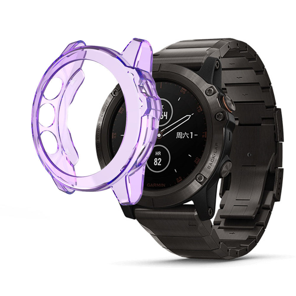 TPU Transparent Frame Case For Garmin Fenix 5X-Purple