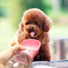 350ML Dog Water Bottle Leak Proof Portable Puppy Water Dispenser with Drinking Feeder for Pets-Pink