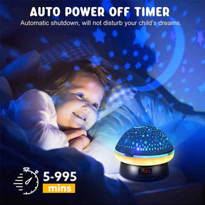 Timing Star Projector Night Light Rotating for Kids With Remote Control-Black