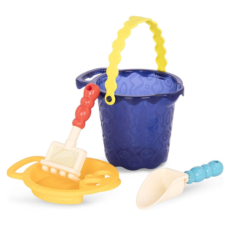 9 Pcs Beach Playset Medium Bucket with Unique Sand Toys for Kids 18 m+