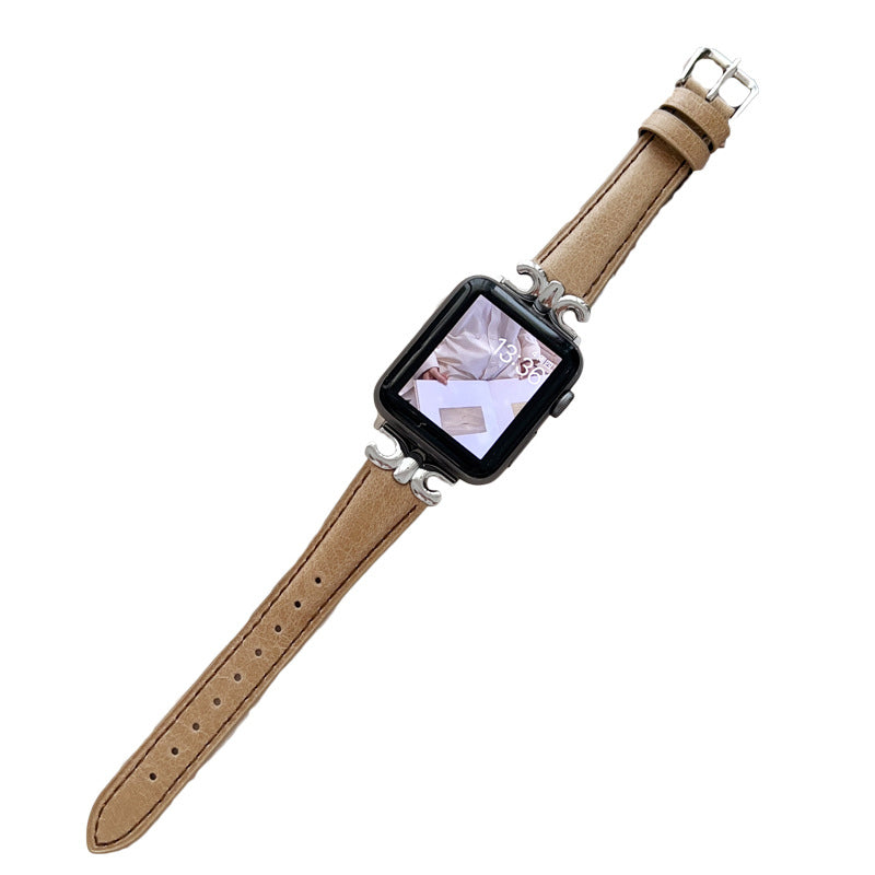 Genuine Leather Strap with Fashion Metal C Buckle for Apple Watch-6