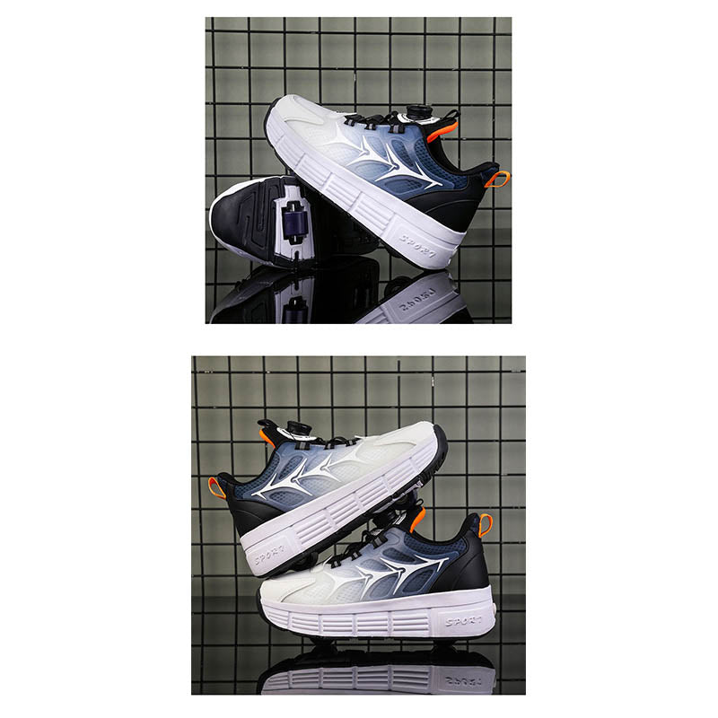 Kids Fashion Double Wheel Roller Skate Shoes Sneakers for Boys Girls-Blackwhite