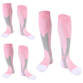 3 Pairs Sport Compression Socks Knee-Length for Nurse Edema Diabetic Sports Socks-Pink
