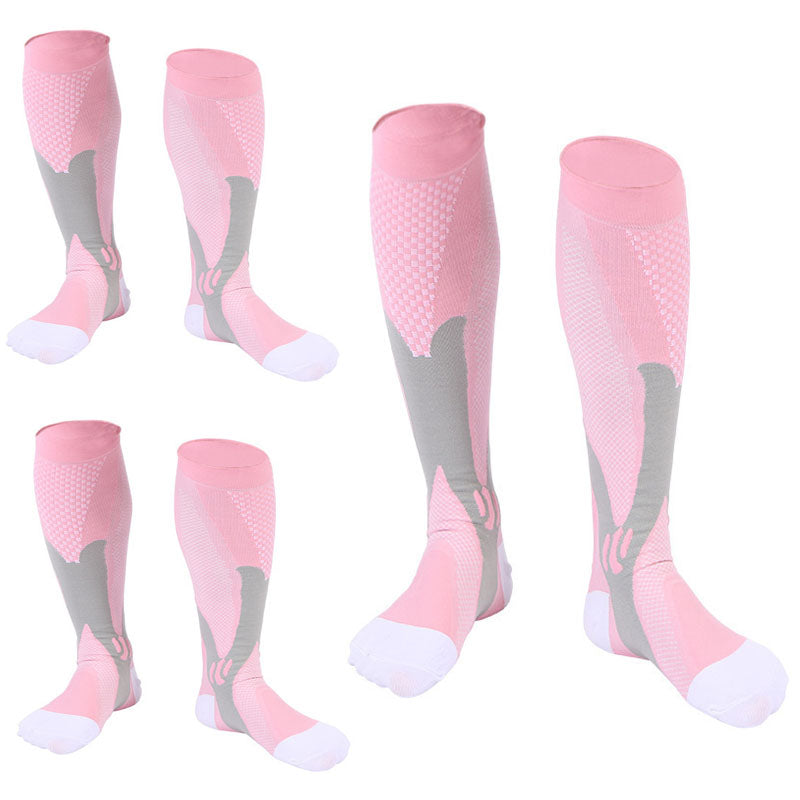 3 Pairs Sport Compression Socks Knee-Length for Nurse Edema Diabetic Sports Socks-Pink
