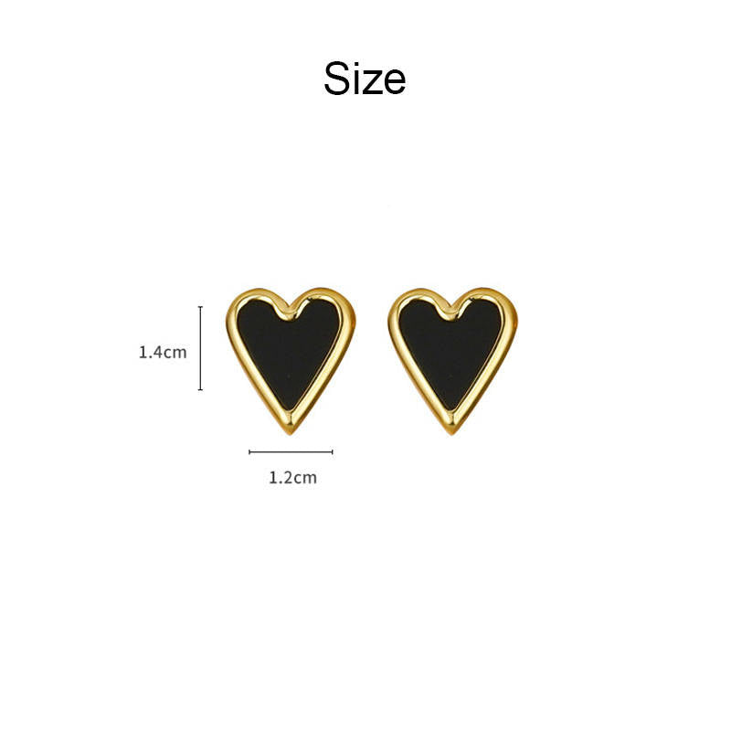 Ladies Gold Color Heart Shell Earrings Valentineds Day Jewelry Gifts-Black