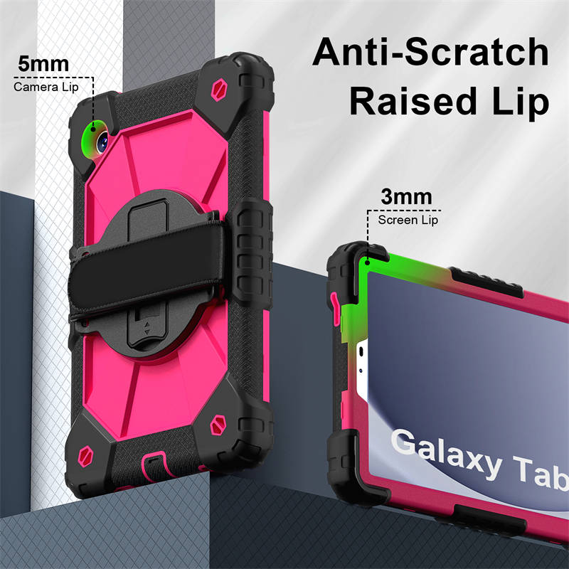 Tablet Case Full Body Protection with Stand Shoulder Strap for Galaxy A9 Plus-BlackRose