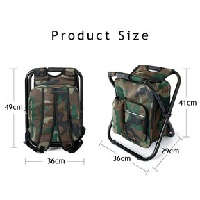 Multifunctional Backpack Folding Chair Outdoor Gear Camping Stool-Camou