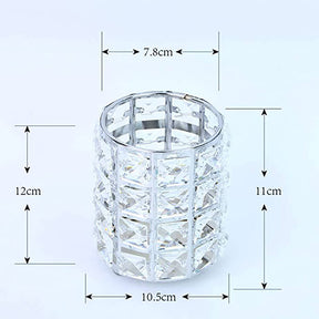 Makeup Brush Holder Crystal Comb Brushes Pen Storage Container-Sliver