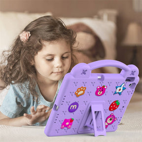 Strawberry iPad Case Silicone Shockproof with Handle for iPad 10.2 inch 2021/2020/2019-LightPurple