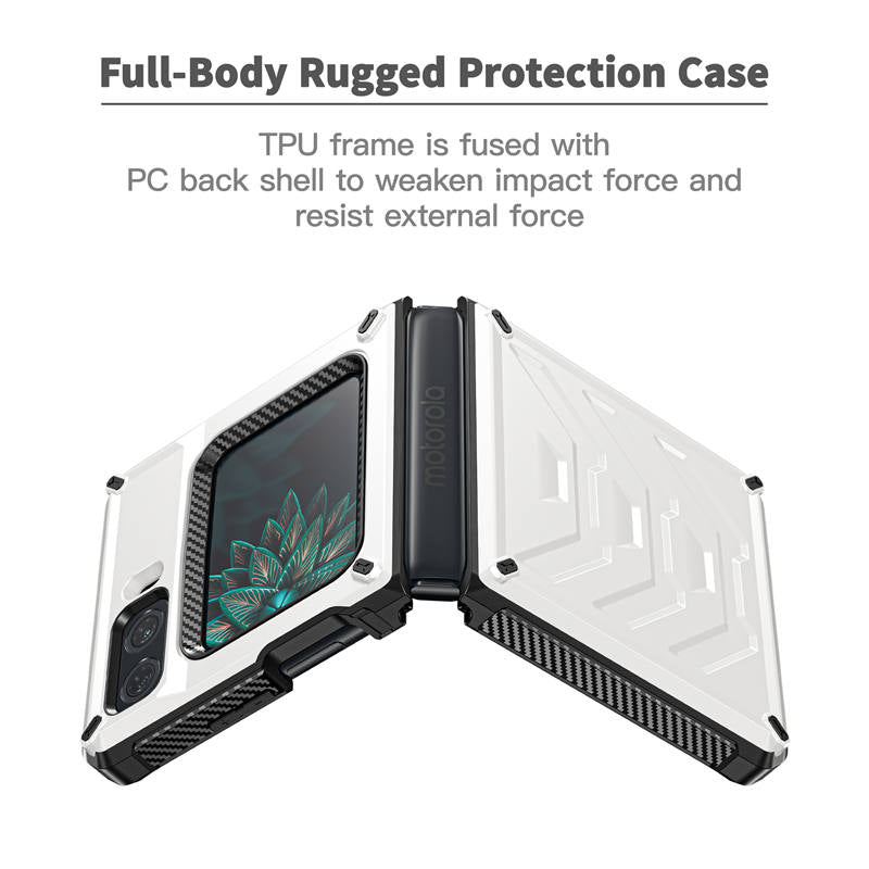 Armorer Full-Body Rugged Protection Case for Moto RAZR 5G Flip Phone 2022-White