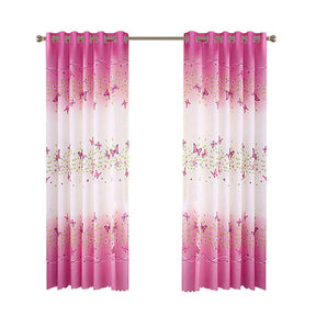2 Panels Butterfly Flowers Printed Curtains for Girls Room 39 x 78 Inch