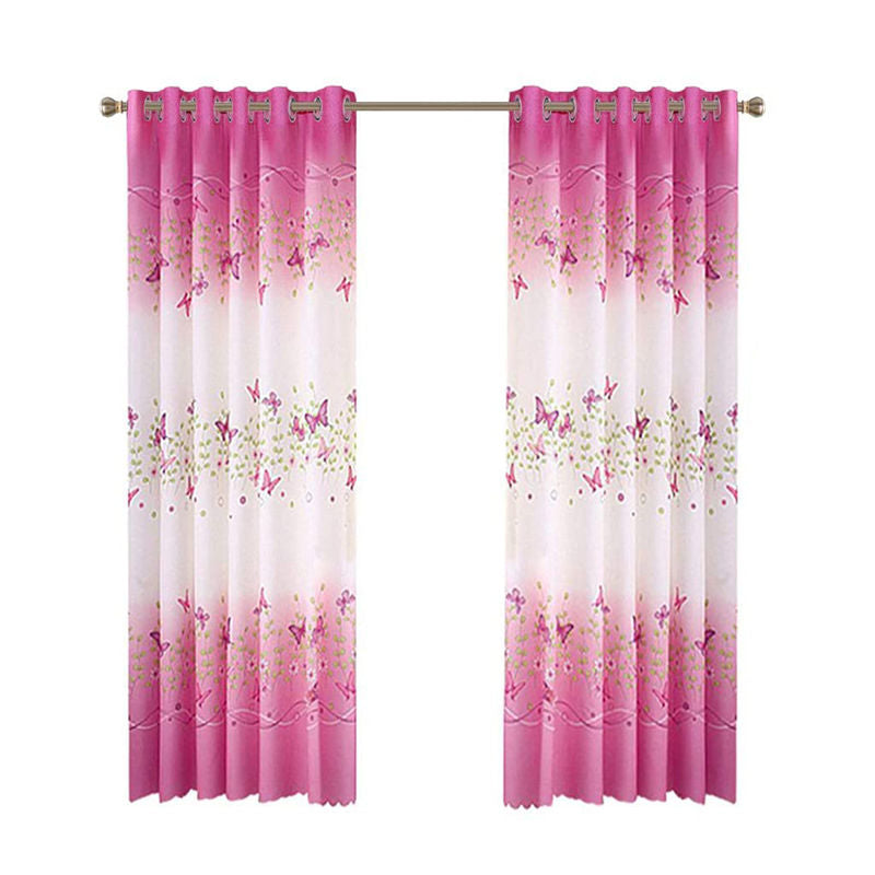 2 Panels Butterfly Flowers Printed Curtains for Girls Room 39 x 78 Inch