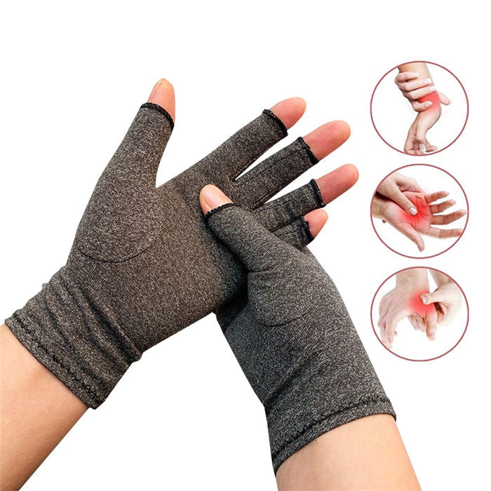 Unisex Half Finger Gloves Winter Stretchy Knit Fingerless Typing Gloves-Hemp Ash-LYX-08062-2