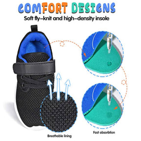 Lightweight Toddler Shoes for Boys Girls Breathable Mesh Velcro Sneakers-DarkBlue