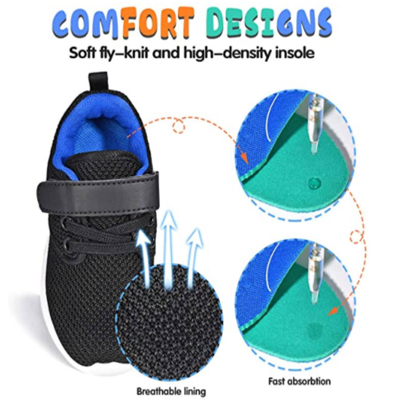 Lightweight Toddler Shoes for Boys Girls Breathable Mesh Velcro Sneakers-DarkBlue