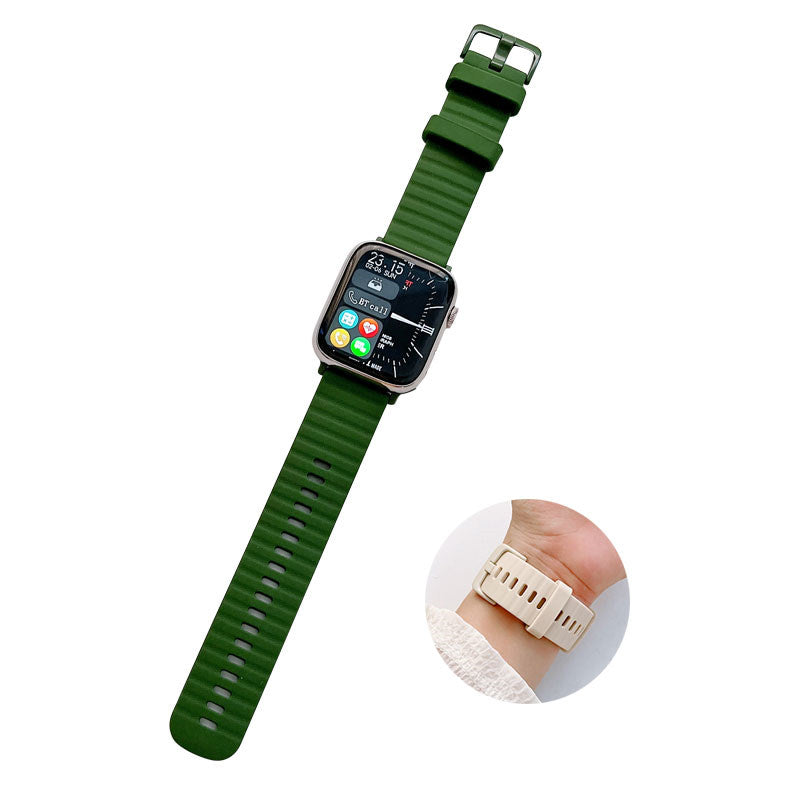 Silicone Wave Pattern Watch Band Compatible with Apple Watch- DarkGreen